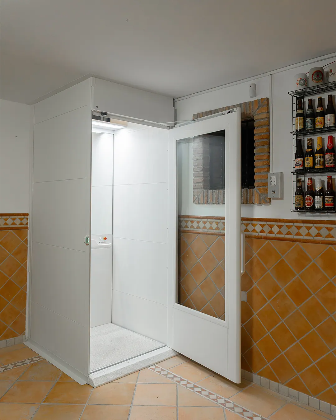 Ascensor Aritco HomeLift Compact de cristal y paneles en blanco · Vivienda unifamiliar con patio en Córdoba · vista general
